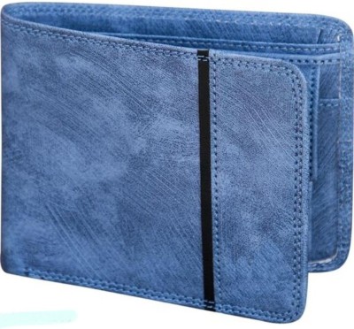 HRFSTAR Men Casual Blue Genuine Leather Card Holder(3 Card Slots)