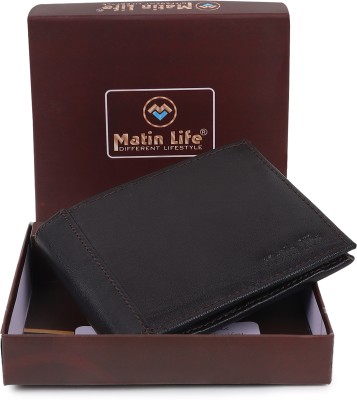 MATIN Life Men Casual, Formal, Trendy Black Genuine Leather Wallet(5 Card Slots)