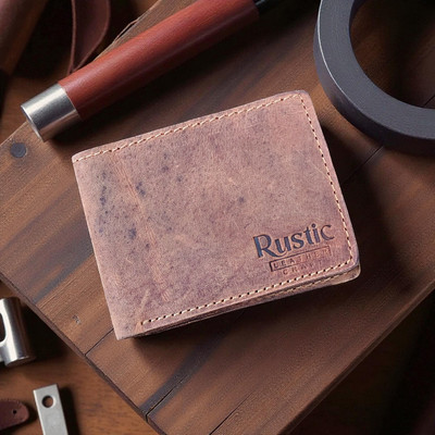 Rustic Craft Men Trendy Brown Genuine Leather Wallet(5 Card Slots)