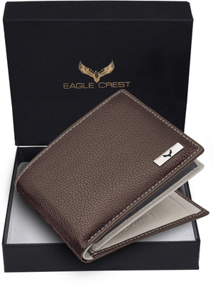 Eagle Crest Men Casual Brown Genuine Leather Wallet(6 Card Slots)