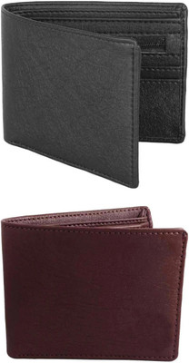 VIAZ VENTURES Men Casual, Formal, Trendy, Evening/Party, Travel Black, Brown Artificial Leather Wallet(5 Card Slots, Pack of 2)
