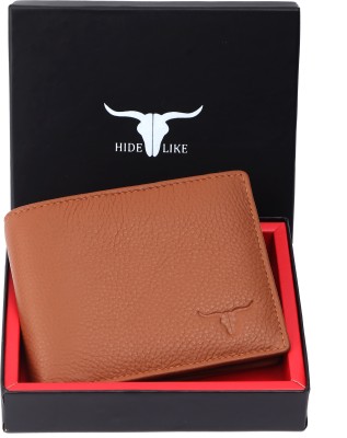 HIDE LIKE Men Casual, Casual, Trendy Orange Genuine Leather Wallet(4 Card Slots)