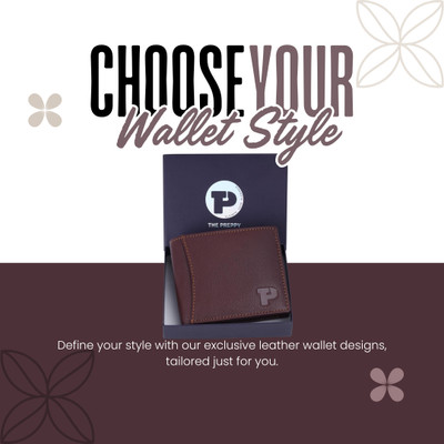 THE PREPPY Men Casual Brown Genuine Leather Wallet(12 Card Slots)
