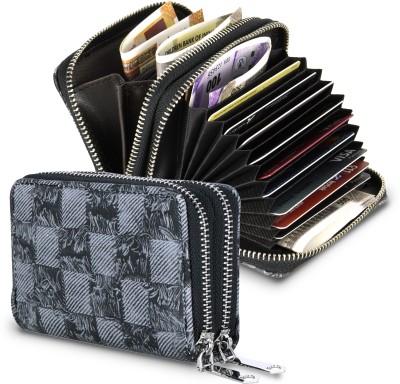 STORITE Men & Women Casual, Formal, Travel, Trendy Black, Grey Artificial Leather Card Holder(9 Card Slots)