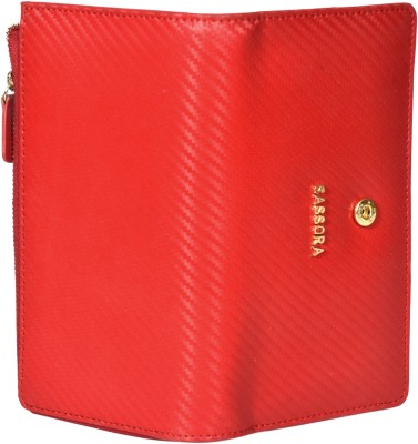 Sassora Women Casual, Ethnic, Travel, Trendy, Formal, Evening/Party Red Genuine Leather Wallet(19 Card Slots)