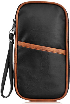 KAVRIXA Men & Women Travel Black, Tan Artificial Leather Document Holder(9 Card Slots)