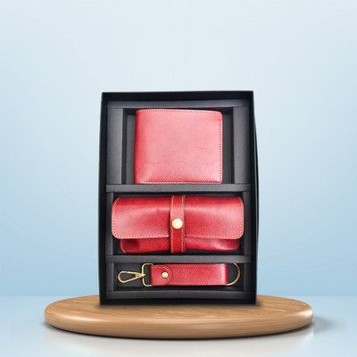 Vorak Ahimsa Men Casual, Formal Red Artificial Leather Wallet(3 Card Slots, Pack of 3)