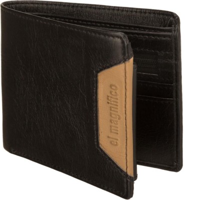 EL MAGNIFICO Men Casual Black Artificial Leather Wallet(8 Card Slots)