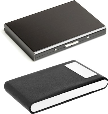 OFIXO Men & Women Black Aluminium Card Holder(6 Card Slots, Pack of 2)