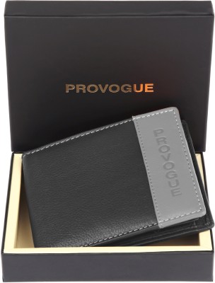 PROVOGUE Men Casual Black Genuine Leather Wallet(8 Card Slots)