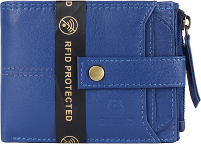 GO HIDE Men Casual Blue Artificial Leather Wallet(13 Card Slots)