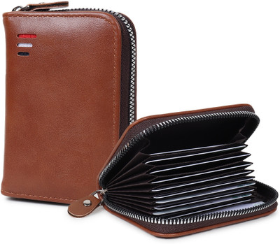 SAMTROH Men & Women Casual, Travel Brown Artificial Leather Card Holder(9 Card Slots)