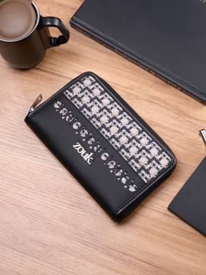 ZOUK Women Casual Black Jute Wallet(4 Card Slots)