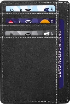 shreeji enterprises Men & Women Casual Black Artificial Leather Card Holder(6 Card Slots)