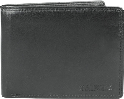 Calfnero Men Black Genuine Leather Wallet(8 Card Slots)