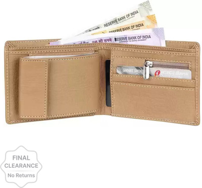zaphod Men Casual, Evening/Party, Formal, Travel, Trendy Beige Artificial Leather Wallet(9 Card Slots)