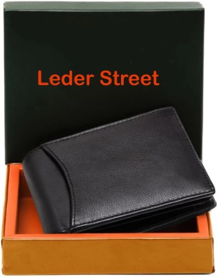 Leder Street Men Trendy, Formal, Travel Black Genuine Leather Wallet(12 Card Slots)