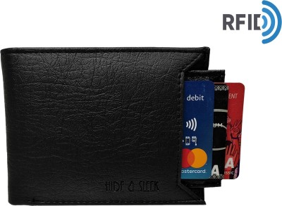 HIDE & SLEEK Men Trendy, Casual, Formal Black Artificial Leather Wallet(8 Card Slots)