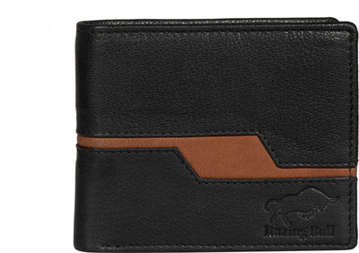 Razing Bull Men Black, Tan Genuine Leather Wallet(9 Card Slots)
