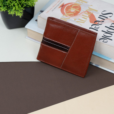 Rich Born Men Casual Tan Genuine Leather Wallet(4 Card Slots)
