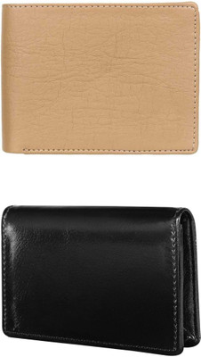 VIAZ VENTURES Men Casual, Formal, Trendy, Evening/Party, Travel Beige, Black, Black Artificial Leather Wallet(5 Card Slots, Pack of 2)