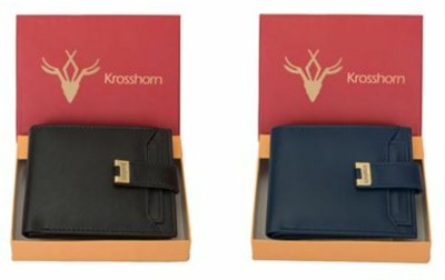 Krosshorn Men Casual Blue Artificial Leather Wallet(8 Card Slots, Pack of 2)