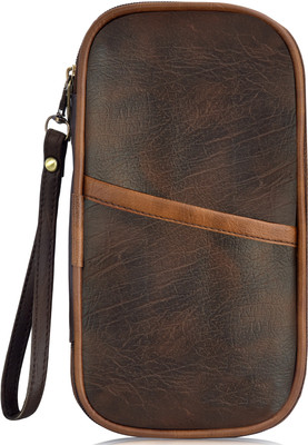 FRESINIYA ENTERPRISES Family Passport, Cards, Cheque Book Holder / Organizer for Men & Women FE-OG05(Brown)