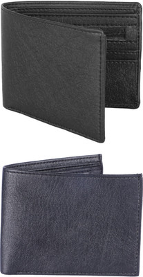 FF TRADERS Men Formal, Ethnic, Casual, Travel, Trendy Black, Black Artificial Leather Wallet(5 Card Slots, Pack of 2)