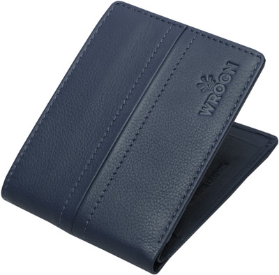 WROGN Men Blue Genuine Leather Wallet(4 Card Slots)