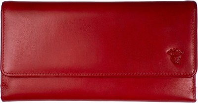 Drocha Women Casual, Ethnic, Evening/Party, Formal, Travel, Trendy Red Genuine Leather Wallet(14 Card Slots)