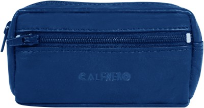 Calfnero Men & Women Casual Blue Genuine Leather Card Holder