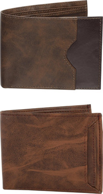 VIAZ VENTURES Men Casual, Formal, Trendy, Evening/Party, Travel Brown, Brown, Brown Artificial Leather Wallet(5 Card Slots, Pack of 2)