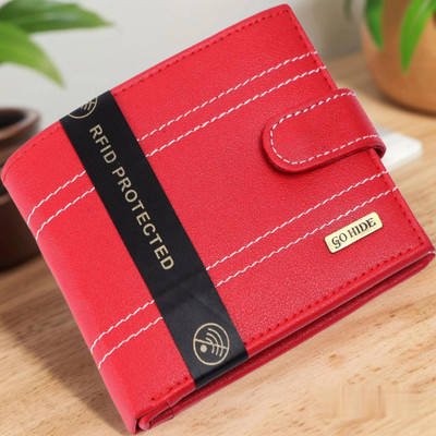 ELYVA Men Casual Red Artificial Leather Wallet(9 Card Slots)