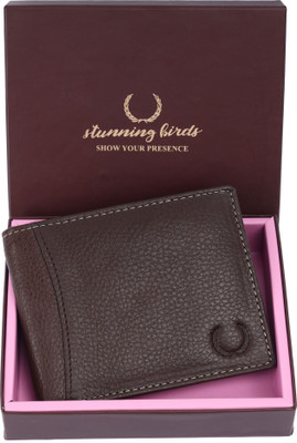 stunning birds Men Trendy, Formal Brown Genuine Leather Wallet(6 Card Slots)