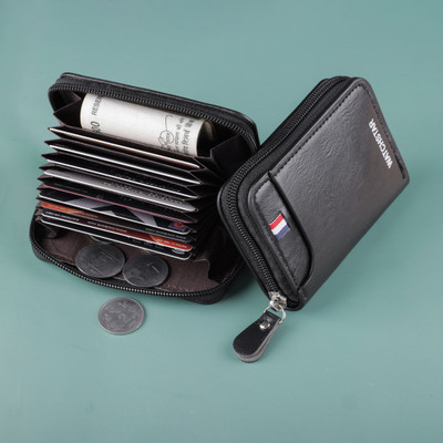 Laksh Men & Women Casual Black Genuine Leather Card Holder(9 Card Slots)
