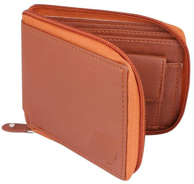 CLUEMENN Men & Women Brown Genuine Leather Card Holder(4 Card Slots)