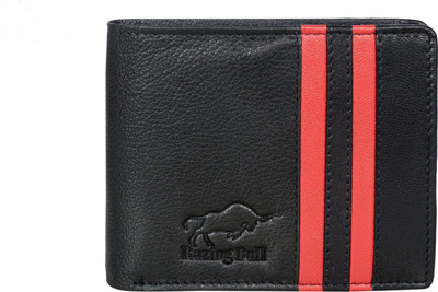 Razing Bull Men Casual Black Genuine Leather Wallet(6 Card Slots)