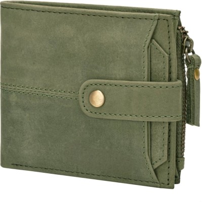 GOUS Men Casual, Formal Green Genuine Leather Wallet(10 Card Slots)