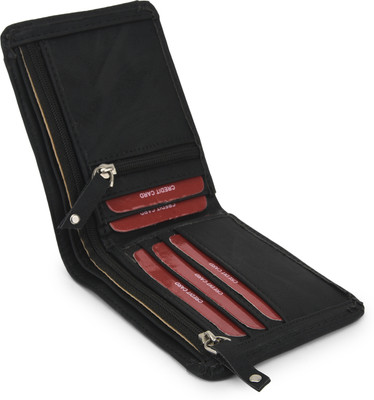 zaphod Men Black Artificial Leather Wallet(8 Card Slots)