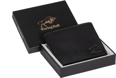 Razing Bull Men Formal, Casual Black Genuine Leather Wallet(7 Card Slots)