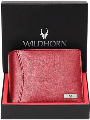 WILDHORN Men Casual, Formal, Travel Red Genuine Leather Wallet(9 Card Slots)