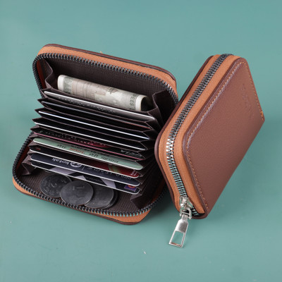 Laksh Men & Women Casual Brown Genuine Leather Card Holder(9 Card Slots)