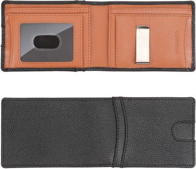 Botanner Men Casual Black, Tan Genuine Leather Money Clip(12 Card Slots)