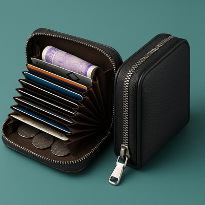 VEMILIO Men & Women Casual, Evening/Party, Formal, Travel, Trendy Black Artificial Leather Wallet(11 Card Slots)