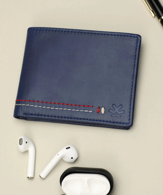 WROGN Men Casual, Formal Blue Genuine Leather Wallet(8 Card Slots)