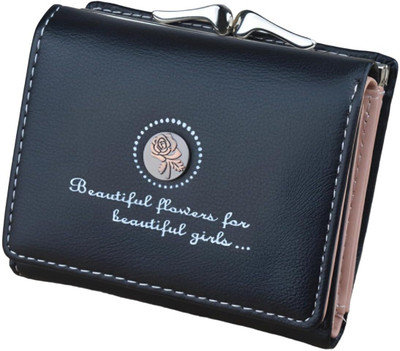 SYGA Girls Black Artificial Leather Wallet(9 Card Slots)
