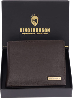 Gino Johnson Men Brown Genuine Leather Wallet(6 Card Slots)