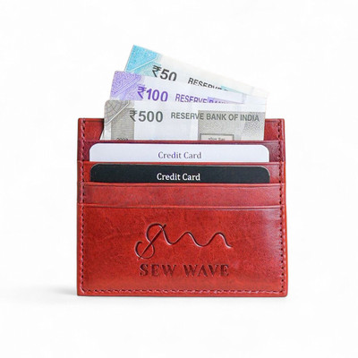 sew wave Men & Women Red Genuine Leather Card Holder(8 Card Slots)