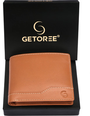 GETOREE Men Beige Genuine Leather Wallet(7 Card Slots)