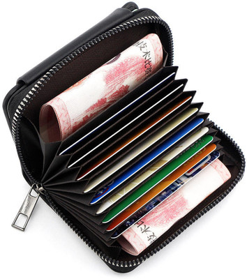 TPJ Mart Men & Women Casual Black, Brown Genuine Leather Card Holder(11 Card Slots)